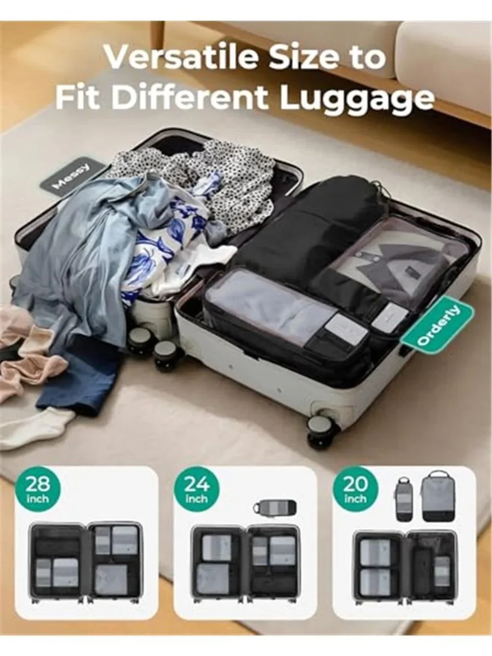Compression Packing Cubes Travel Luggage Organizer Set Suitcase Storage Bags